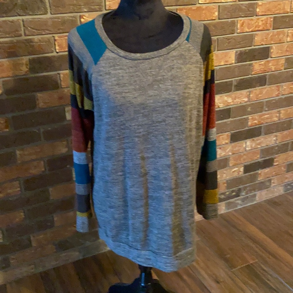 Size Xlarge gray lightweight sweatshirt with fall colors on both arms